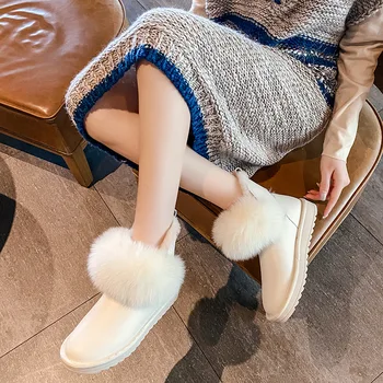 YourSeason Noi 2020 Femei Lână De Iarnă Zăpadă Cizme Din Piele Cald Rotund Deget De La Picior Plat Cu Doamnele De Cusut Glezna Pantofi Platforma