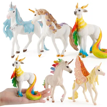 Europene Mit Unicorn Pegasus, Cal Curcubeu Unicorn cu Aripi de Zână Cal Figurine Model de Desktop-uri de Decorare pentru Copii Cadou Jucarii