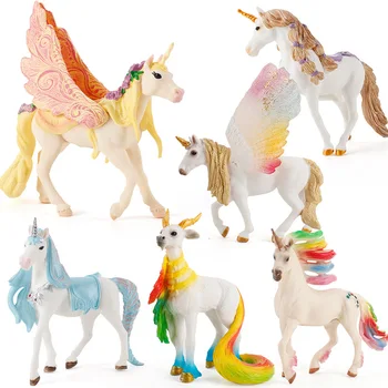 Europene Mit Unicorn Pegasus, Cal Curcubeu Unicorn cu Aripi de Zână Cal Figurine Model de Desktop-uri de Decorare pentru Copii Cadou Jucarii