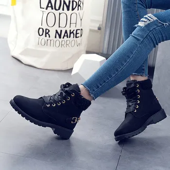 Femei cizme 2019 hot de moda pantofi de iarna pentru femei glezna cizme rotund toe de sex feminin de cald, plus catifea iarna zapada ghete femei pantofi