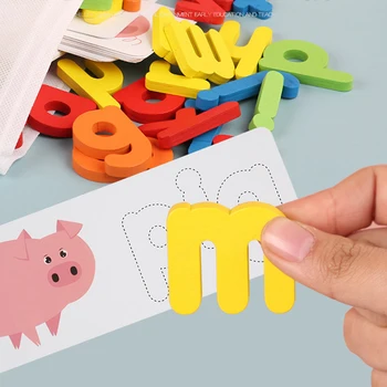 Copiii Montessori Vraja Joc de Cuvinte de Lemn Alfabet Scrisoare Jucărie de Învățare Timpurie Puzzle Copii Jucarii Educative pentru Copii