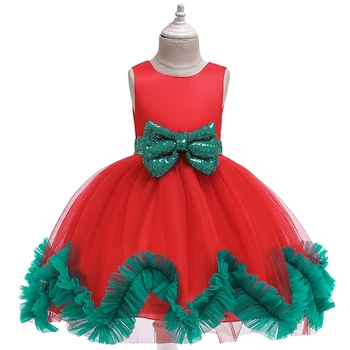 Fetita din bumbac căptușeală fata de Crăciun dress toamna petrecerea de ziua roșu rochie de printesa de culoare rochie pufos