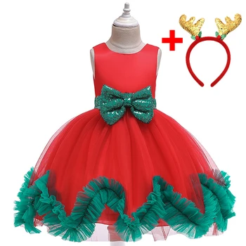 Fetita din bumbac căptușeală fata de Crăciun dress toamna petrecerea de ziua roșu rochie de printesa de culoare rochie pufos