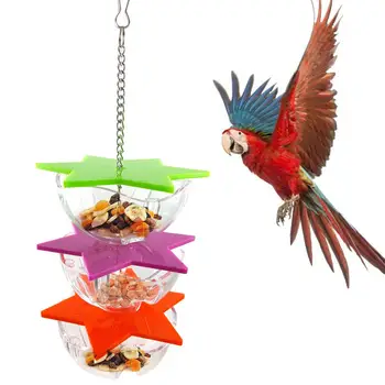 Pasarea Musca Jucarii Papagal Agățat Trata Căutarea Hranei Jucărie Alimentator Acrilice Hexagonale Stele Multi-Strat De Mâncare De Păsări Cutie Colivie Accesorii