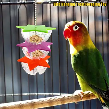 Pasarea Musca Jucarii Papagal Agățat Trata Căutarea Hranei Jucărie Alimentator Acrilice Hexagonale Stele Multi-Strat De Mâncare De Păsări Cutie Colivie Accesorii