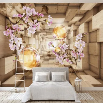 Milofi fabrica de tapet personalizat murale 3D spațiu geometric floral TV tapet de fundal murală
