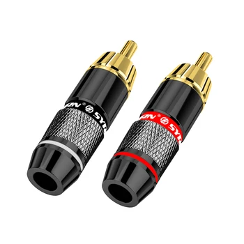 8Pcs Plug Conector RCA 6mm Placat cu Aur de 24K Profesional de Boxe Audio Adaptor Conector de Sârmă RCA Plug de sex Masculin negru&rosu super rapid