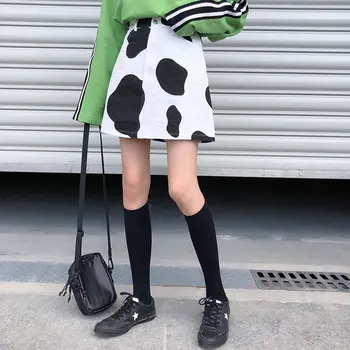 2020 de sex Feminin coreeană Kawaii Drăguț Casual Vintage Ins Vaca Print Fusta pentru Femei Fuste Japonez Harajuku Ulzzang de Îmbrăcăminte Pentru Femei
