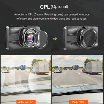 ZEROGOGO Dashcam 1920x1080 Full HD DVR Auto cu GPS Logger Înregistrator Video 3.0 Inch IPS Dash Cam Super Viziune de Noapte F1.8