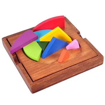 Teaser creier Joc de Colorat Forma de Ou din Lemn, Puzzle Tangram IQ Logica Intellingent Joc Jucărie pentru Copii Geometrice Puzzle Bord