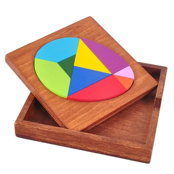 Teaser creier Joc de Colorat Forma de Ou din Lemn, Puzzle Tangram IQ Logica Intellingent Joc Jucărie pentru Copii Geometrice Puzzle Bord