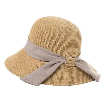 FANCET Plajă de Vară Paie Pălărie de Soare Pentru Femei Margine Largă Packable Pliabil pe role de Moda Casual, Doamnelor 00751