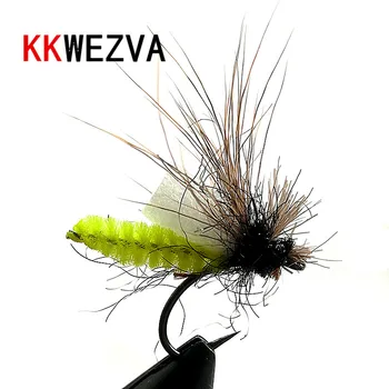 KKWEZVA 18pcs de pescuit zbura atrage insecte uscate plutitoare tip de insecte similare la musca artificiala momeala Păstrăv, cu momeală de pescuit