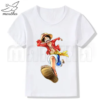 ONE PIECE LUFFY Fete pentru Copii Alb Tricou Baiat de Vară cu Mânecă Scurtă Casual T-shirt pentru Copii pentru Copii de Moda Topuri Fata Tee