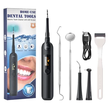 Electric cu Ultrasunete Sonic Detartraj Dentar Pentru Dinti Albi, cu Display LED Tartru Curat Dinte Calcul Remover Dentist Tool Kit