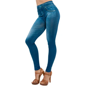 Femei Picioarele Modelarea Jambiere Fals Blugi Pantaloni Pull-on Skinny Elastici Pantaloni A66