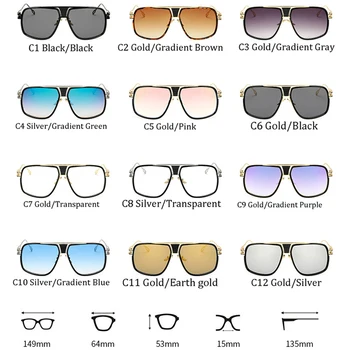 Noul Cuplu de Sus în Apartament de Lux ochelari de Soare de Conducere Bărbați Aur de 18K Mare Cadru Pătrat ochelari de Soare pentru Femei Nuante Brad Pitt Bărbați Ochelari de Soare