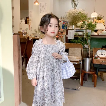 Primăvara New Sosire stil coreean bumbac fete printesa rochie de flori dulce maneca lunga clasic pentru copil drăguț fete