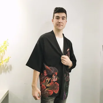 Kimono Om Samurai Custume Yukata Kimono de sex Masculin Cămașă Bărbați Yukata Moda din Asia Kimono Streetwear Japoneze de Top FF3006