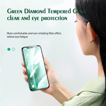 !ACCEZZ Sticla Temperata Pentru iPhone 12 Pro Max Mini Ecran Protector Curbat Marginea Ochi Verzi de Protecție Anti-amprente Sticlă Filme