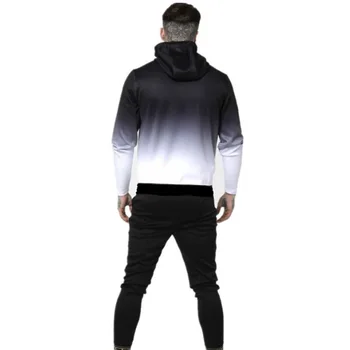 3D Gradient Zip Sport Casual Moda pentru Bărbați Hoodie 2020 Negru și Alb, Vin Roșu Gradient Alb Street Wear Hip-Hop Hoodie