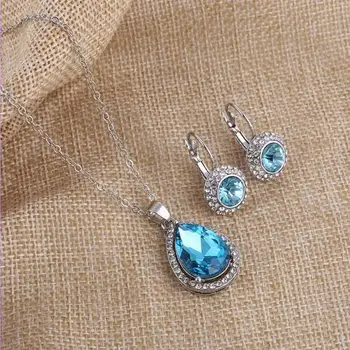 Austria Crystaldropshipping lună de apă pandantiv Colier Cercei cadou Minunat de calitate top moda Bijuterii accesorii femei