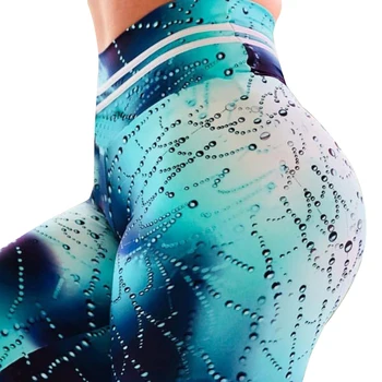 NORMOV Jambiere de Moda pentru Femei de Fitness Legging Antrenament Pentru Femei Picături de Apă 3D Print Legging cu Talie Înaltă Push-Up Pantaloni de Antrenament