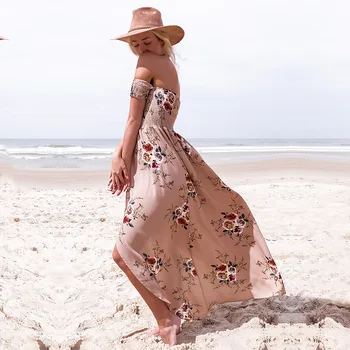 2020 Femei Rochii De Vară Vacanță Pe Plajă Femei Rochie Casual Cu Imprimeu Floral Elegant Boho Rochie Lunga Sexy Petrecere Halat