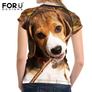 FORUDESIGNS Amuzant Animale 3D Câine Beagle de Imprimare Femei de Vara Tricouri Harrier Maneca Scurta Top Haine Tee Respirabil Fata de T-shirt