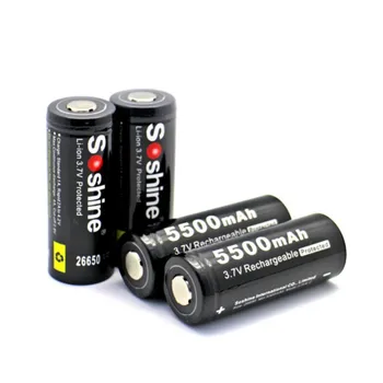 4buc Soshine 5500mAh 3.7 V 26650 Baterie Reîncărcabilă Li-ion Baterie cu Litiu cu Protected PCB pentru Lanterna LED-uri