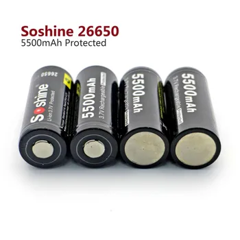 4buc Soshine 5500mAh 3.7 V 26650 Baterie Reîncărcabilă Li-ion Baterie cu Litiu cu Protected PCB pentru Lanterna LED-uri