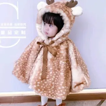 Moda de iarna pentru Copii baby girl Cafeniu șal cape cald desene animate printesa mantie cu glugă copii Charistma haina