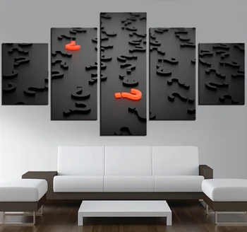 5 Piese Semne de Întrebare Canvas Postere Alb-Negru Imagini Pictura Abstracta Pentru Casa Magazin Cameră Decor opera de Arta imagini de Fundal