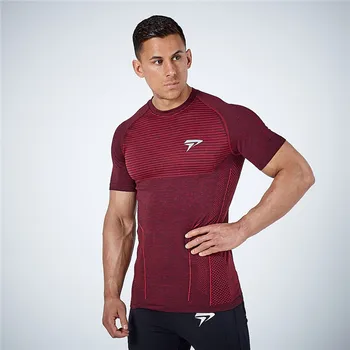 Noi Musculare Sport De Fitness, Săli De Sport Pentru Bărbați T-Shirt Respirabil Culturism Strâns Îmbrăcăminte De Compresie Tricou Top Tee