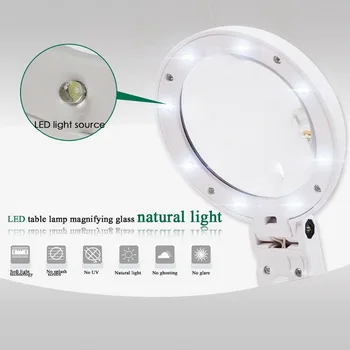 5/11X Lupă Folosi Lampa de Masa Super Suport Non-Alunecare de Reparații de Mână 8 LED-uri Simple Autentifica Bijuterii Acasă