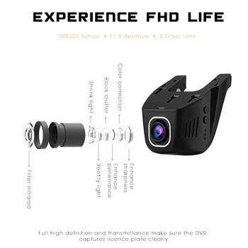 DVR auto Wi-Fi, Full HD 1080P Dual Lens retrovizoare Dash Cam-Camera Auto Video Recorder Grefier Dvr-uri Dash Camera Detector de Mișcare