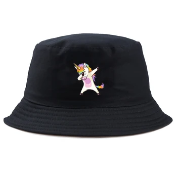 Anime Tamponare Unicorn găleată pălărie Cool Bărbați femei Cuplu Unisex pescar pălărie de panama, de pescuit, de vânătoare, plajă, soare capac fată băiat
