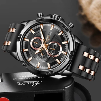 2020 LIGE Barbati Ceas Brand de Top Sport de Lux Cuarț Bărbați Ceasuri Plin de Oțel rezistent la apă, Cronograf Ceas de mână pentru Bărbați Relogio Masculino