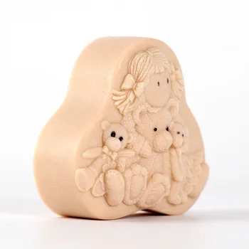 Silicon 3D Sapun Matrite Fată Drăguță cu Ursul Desene animate Rasina Matrite Ziua Scena Decorativ Handmade Instrument