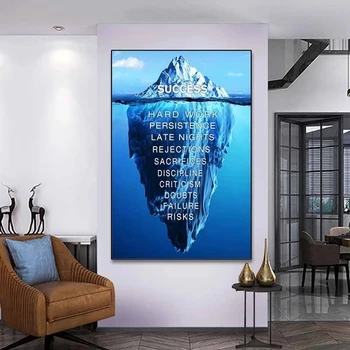 Iceberg de Succes Panza Tablou Peisaj de Inspiratie Citat Postere si Printuri de Arta de Perete Nordic Imagine Studiu de Decor de Birou