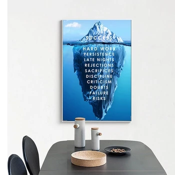 Iceberg de Succes Panza Tablou Peisaj de Inspiratie Citat Postere si Printuri de Arta de Perete Nordic Imagine Studiu de Decor de Birou