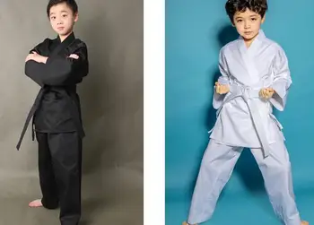Adulți și copii KARATE imbracaminte copii, uniforme uniforme de karate kung fu Kardined pe formare de îmbrăcăminte de îmbrăcăminte negru/alb