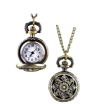 Hot de Moda pentru Femei Vintage Ceasuri Retro Bronz Cuarț Ceas de Buzunar Pandantiv Colier de Lanț Reloj hombre Doamnelor Casual ClocksB50