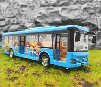 Hot-vânzare 1:50 aliaj trage înapoi autobuz de model,simulare de sunet și lumină de design pentru copii,jucarii educative,transport gratuit