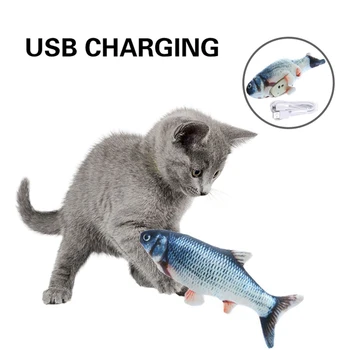30CM Electronice, animale de Companie Pisica Simulare Pește Jucărie USB de Încărcare a Bateriei Cat de Mestecat Joc Jucărie Musca Consumabile Dropshiping