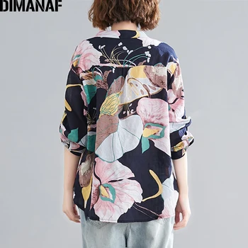 DIMANAF Femei, Plus Dimensiune Bluza Tricouri Doamna Topuri Tunica Casual Lenjerie de pat din Bumbac Vrac Imprimare de Primăvară Flori de Moda Subțire Haine de sex Feminin