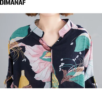 DIMANAF Femei, Plus Dimensiune Bluza Tricouri Doamna Topuri Tunica Casual Lenjerie de pat din Bumbac Vrac Imprimare de Primăvară Flori de Moda Subțire Haine de sex Feminin
