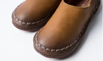 Careaymade-pantofi din piele naturală,Pură manual pantofi plat, arta retro fată mori pantofi, Moda Retro Adânc pantofi,3 culori