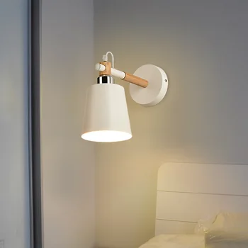 Moda de Dormitor din Lemn Lampă cu LED-uri Lumina de Perete de Fier Aplik Lamba Unghi Reglabil Tranșee de Perete Lămpi de Iluminat Scara Aplicatiile luz Pares