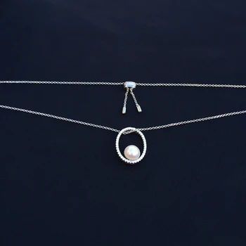 Cheny s925 argint sterling decembrie naturale colier de perle de sex feminin de moda francez cerc oval lanț pulover